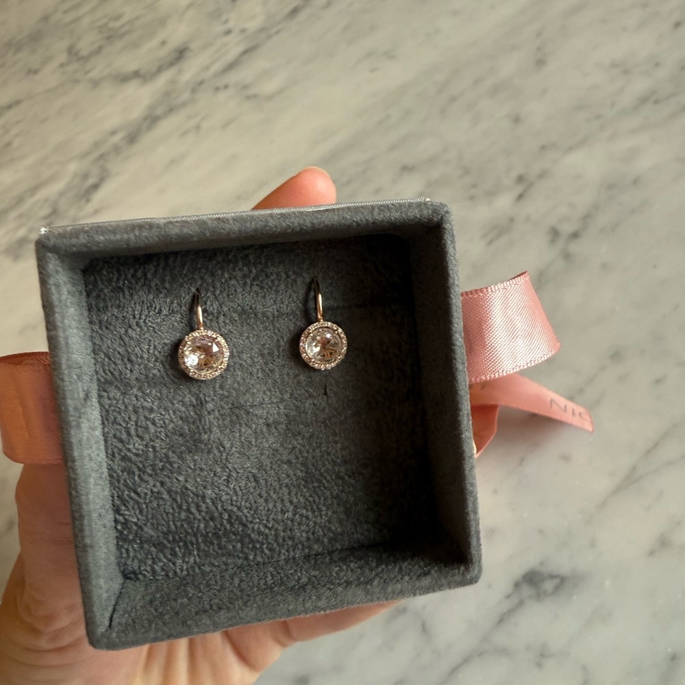 EF Collection White Topaz and Diamond Drop Earrings